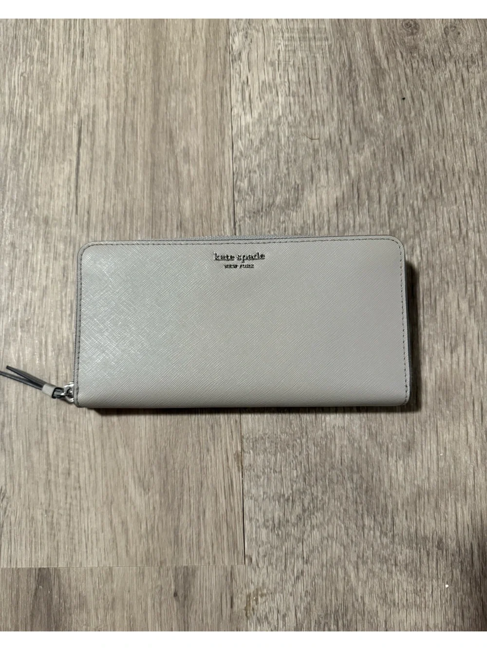 kate spade Light Gray Saffiano Zip Wallet